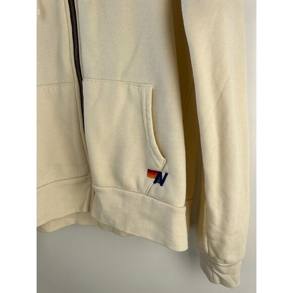 Aviator Nation Smiley Face Full Zip Hoodie Jacket Cream Long Sleeve Size Large - Picture 14 of 15